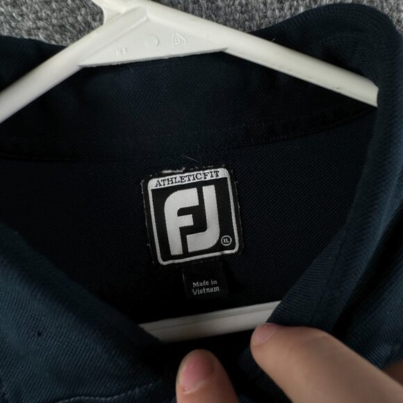 Footjoy FJ Golf Polo Shirt Men XL Athletic Fit Blue Stripe Performance Stretch - Picture 8 of 15